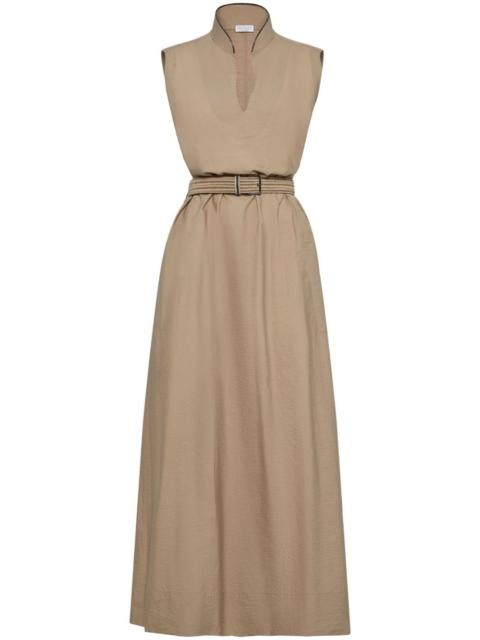 Brunello Cucinelli belted sleeveless maxi dress