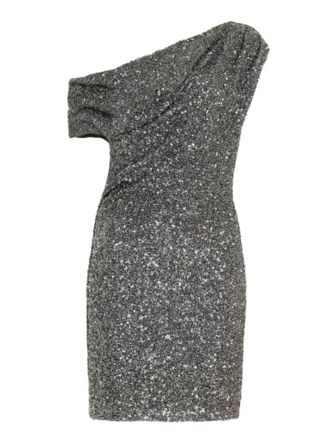 SIGNIFICANT OTHER Beau Off-The-Shoulder Sequined Mini Dress grey