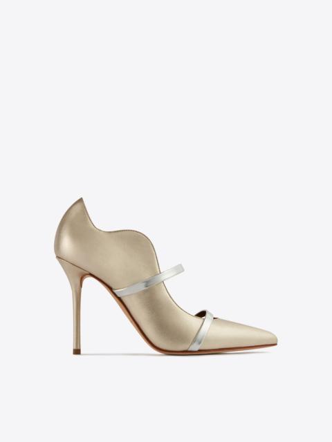 MALONE SOULIERS Maureen 100 Gold & Silver Leather Pumps