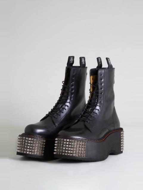 R13 DOUBLE STACK BOOT WITH STUD SOLE - BLACK