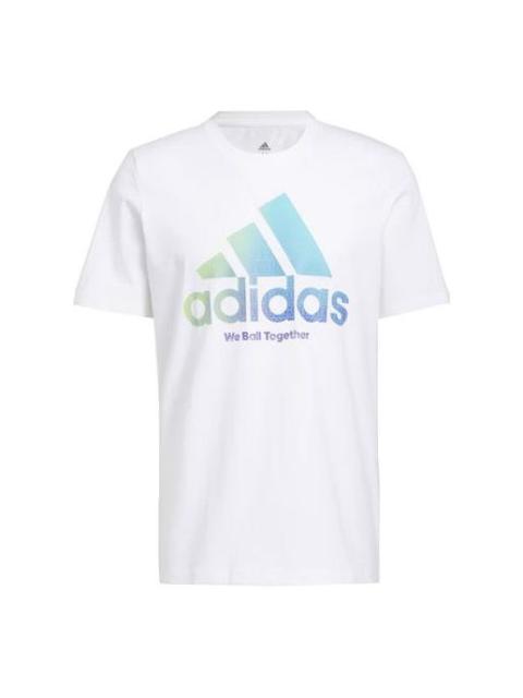 Men's adidas Alphabet Large Logo Round Neck Short Sleeve White T-Shirt HC6903