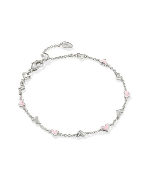 KENDRA SCOTT Haven Silver Delicate Chain Bracelet in Pink Enamel