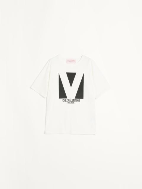 Valentino JERSEY COTTON T-SHIRT WITH CHEZ VALENTINO PRINT