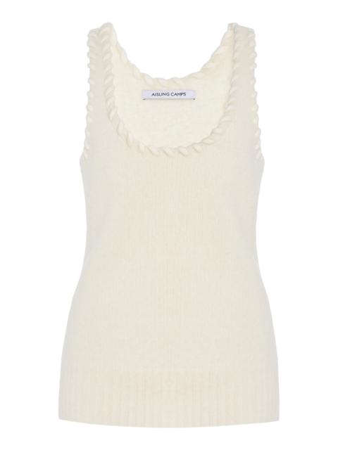 AISLING CAMPS Whip-Stitched Wool-Blend Knit Tank Top ivory