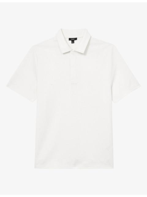 REISS Reed Micro-Waffle Short-Sleeve Stretch-Jersey Polo