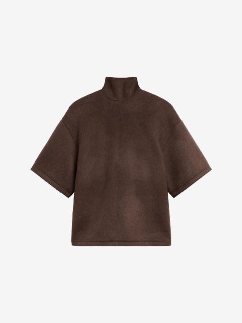 The Frankie Shop Delancey Mock Neck Wool Top - Brown Melange