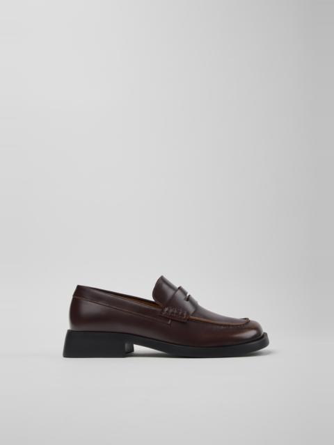 CAMPER Donna Brown Leather Moccasins for Women.