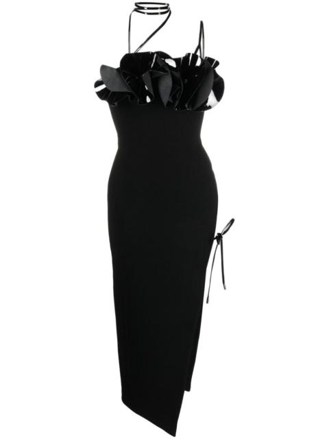 David Koma floral-appliquÃ© crepe wool midi dress