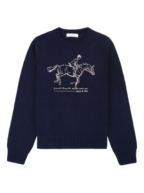 Sporty & Rich equestrian-embroidered crew-neck sweater