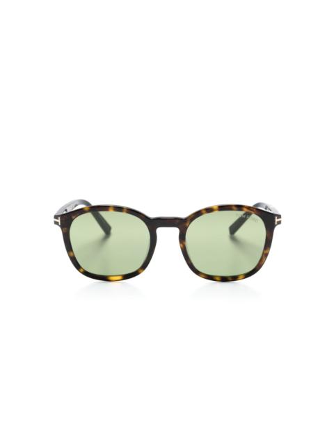 tortoiseshell-effect round-frame sunglasses