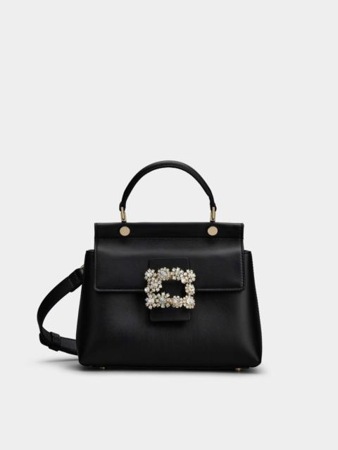 Viv' Cabas Flower Strass Buckle Mini Bag in Leather
