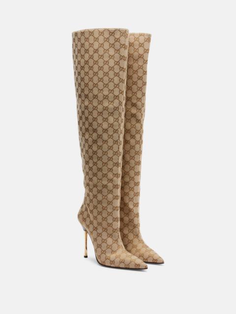 GUCCI Bombshell GG Canvas over-the-knee boots