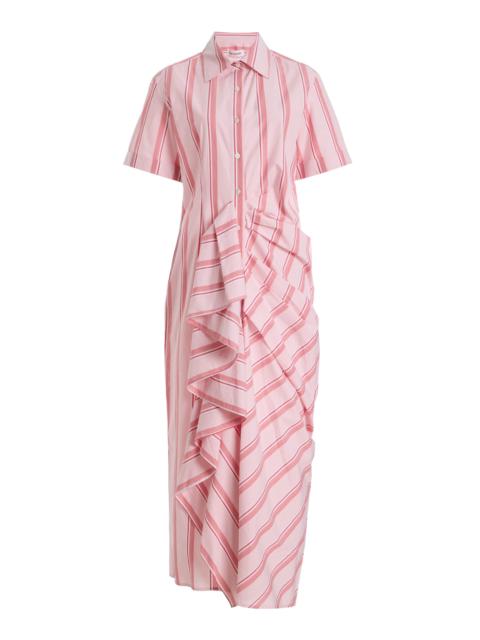 ROSIE ASSOULIN Cotton Ruffled Shirt Dress stripe