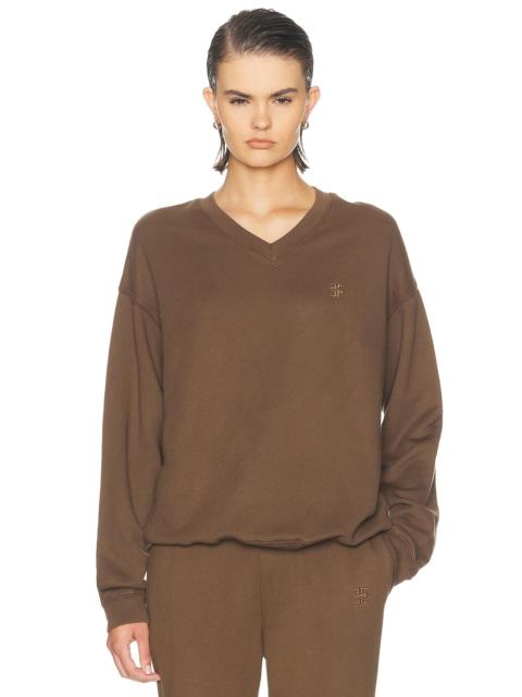 ÉTERNE Oversized French Terry V Neck Sweatshirt