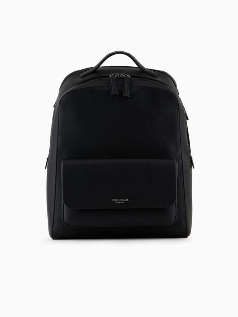 Round leather backpack