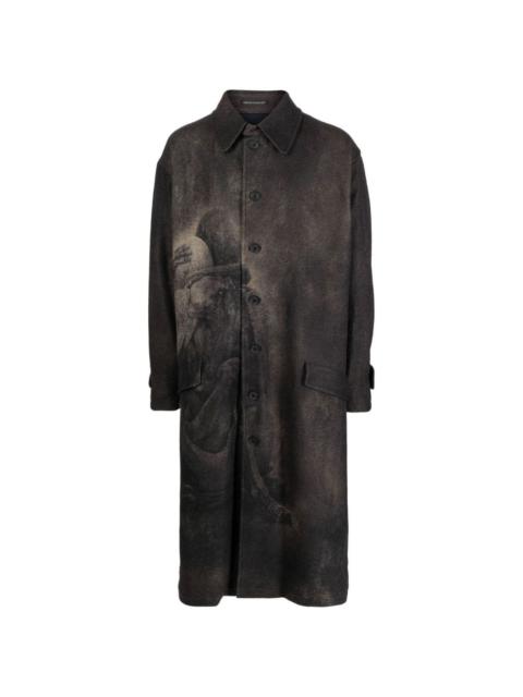 Yohji Yamamoto single-breasted midi coat
