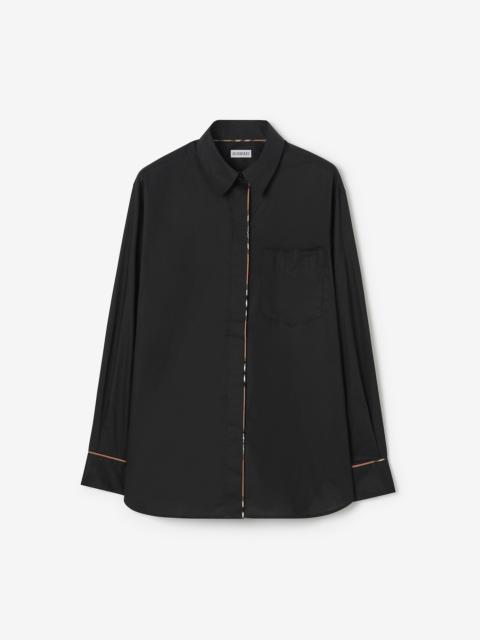 Burberry Relaxed Fit Check Trim Cotton Shirt