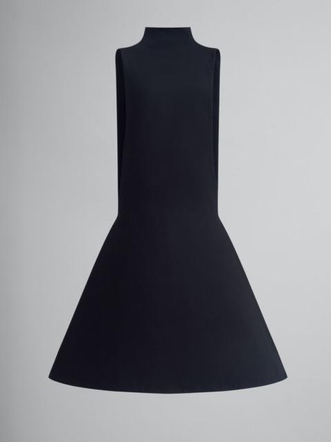 BLACK ORGANIC COTTON SATIN A-LINE DRESS