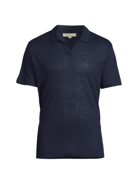 onia Men's Shaun Linen Polo Shirt - Deep Navy