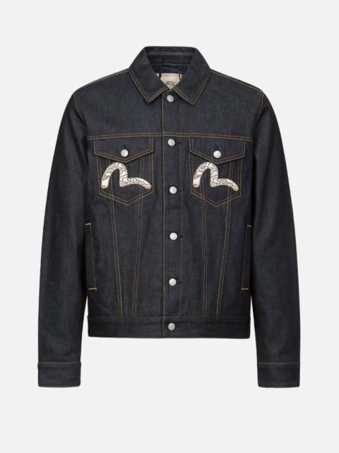 EVISU KAMON AND JAPANESE PATTERN EMBROIDERED DENIM JACKET