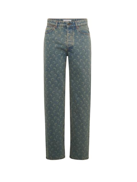 Marine Serre Moon Laser Denim Loose Jeans