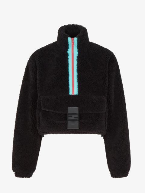 FENDI Black teddy-effect wool jacket