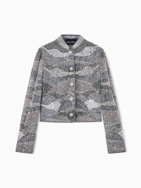 GIORGIO ARMANI EMBROIDERED EVENING JACKET WITH GLASS BEADS AND SEQUINS