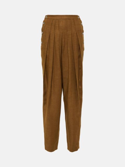 Loro Piana Pleated high-rise linen and wool pants