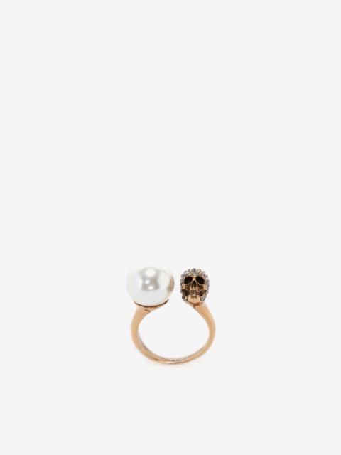 Alexander McQueen Pearl-like Skull Ring