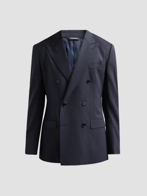 Dolce & Gabbana Men's Stretch-Virgin Wool Double-Breasted Jacket - Navy