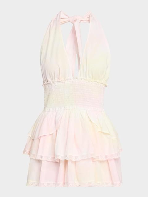 LoveShackFancy Deanna Halter Mini Dress