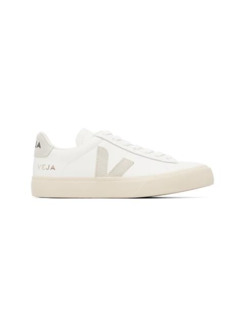 VEJA White & Gray Campo Leather Sneakers