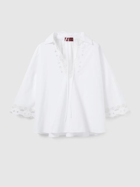 Cotton poplin shirt with embroidery