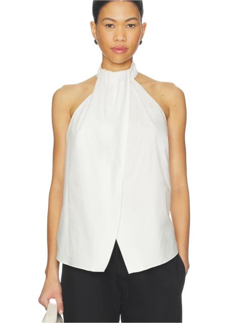 ST. AGNI Oxford Halter Tie Back Top