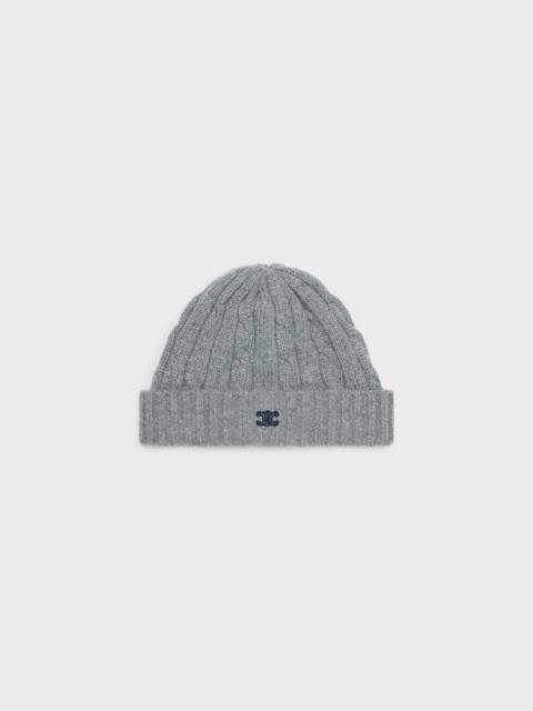 CELINE cable-knit triomphe cap in cashmere