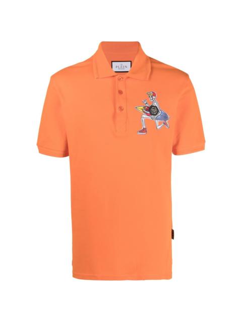 graphic-print polo shirt