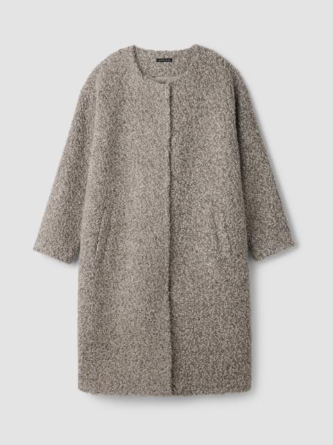 EILEEN FISHER Curly Alpaca Wool Blend Round Neck Coat