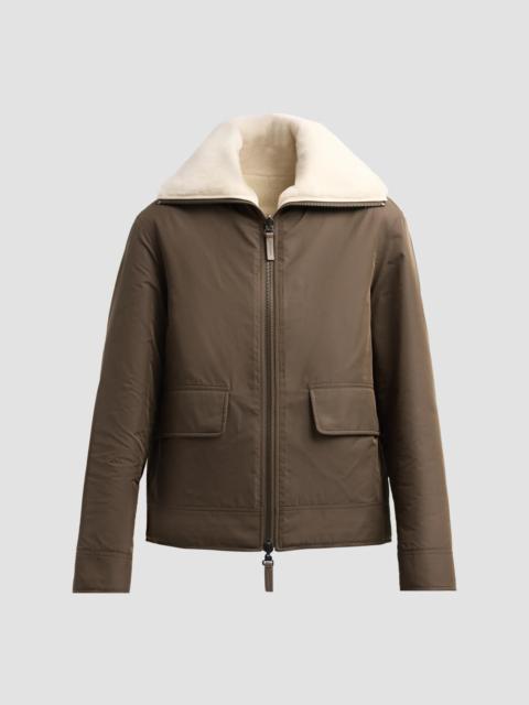 Yves Salomon Women's Veste Shearling Jacket - Army Green Ivory