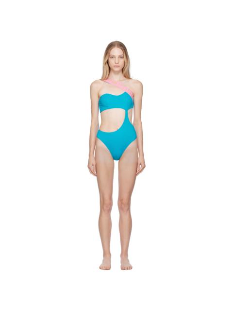 VERSACE Blue Greca One-Piece Swimsuit