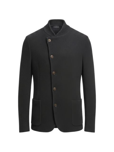 EMPORIO ARMANI asymmetric-fastening textured-knit cardigan