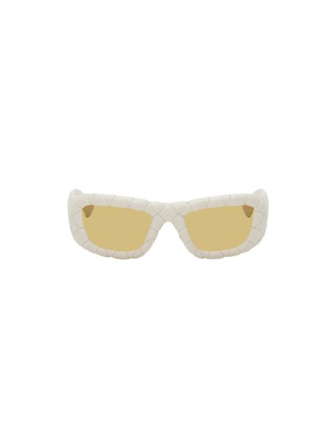 Bottega Veneta White Intrecciato Sunglasses