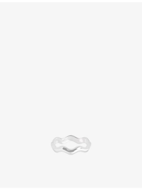 ASTRID & MIYU Ripple Rhodium-Plated Sterling Silver Band Ring