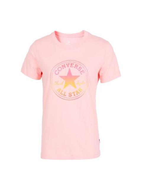 Converse (WMNS) Converse Alphabet Pattern Printing Round Neck Short Sleeve Pink 10017088-A03