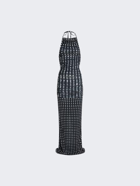 PATOU Long Evening Dress Night Blue Polka Dots