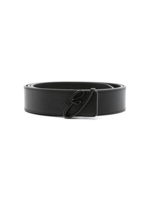 logo-buckle leather belt