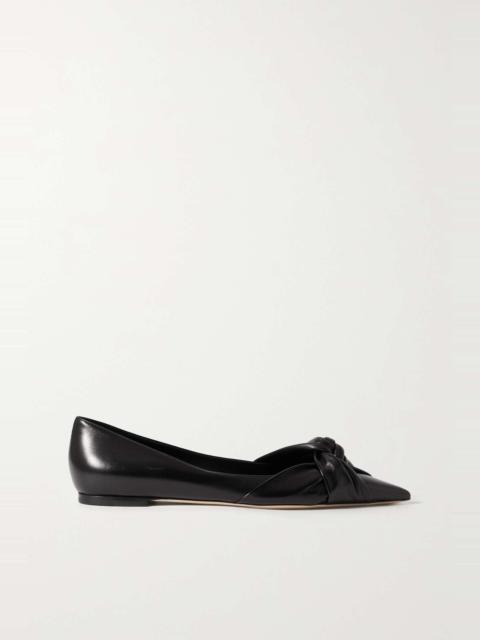 JIMMY CHOO Hedera knotted leather point-toe flats