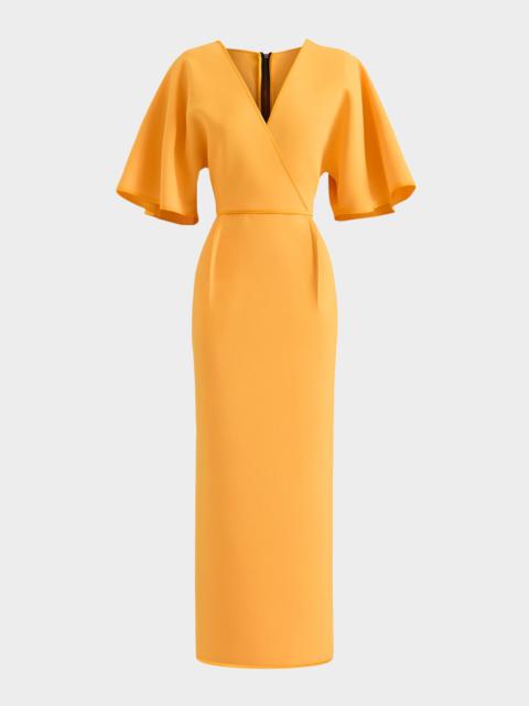 MATICEVSKI Benefit Flutter-Sleeve Midi Dress