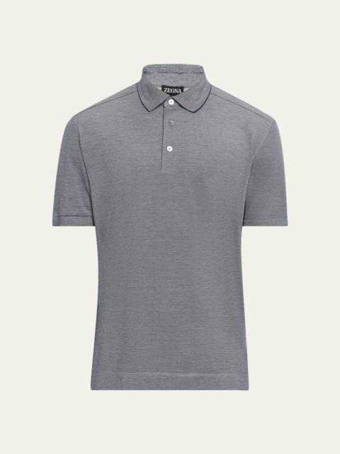 ZEGNA Men's Melange Cotton and Silk Polo Shirt