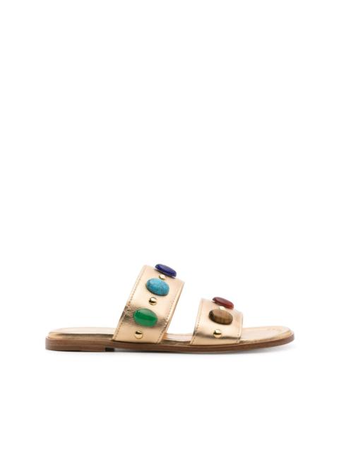 Gianvito Rossi beaded flat leather slides