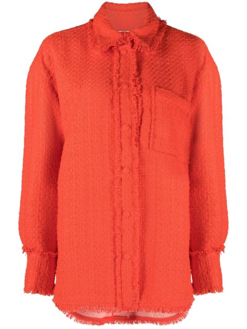 MSGM fringed tweed overshirt